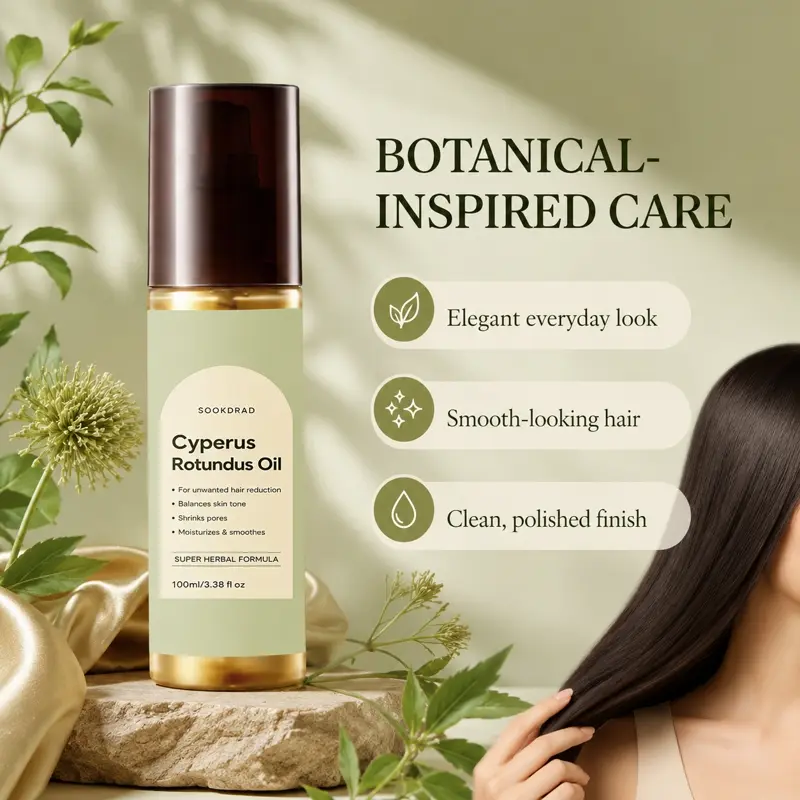 Cyperus Rotundus Oil, unwanted hair reduction, balances skin tone, shrinks pores, moisturizes and smoothes, 100ml/3.38 fl oz