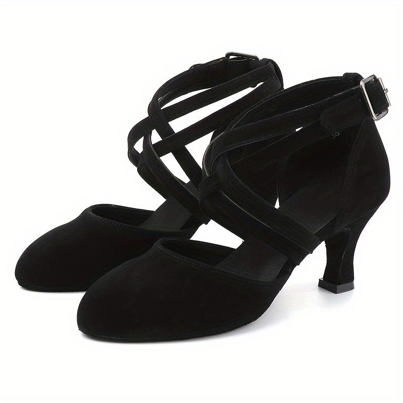 [Elegant Black Dance Shoes] Lightweight Elegant Black Indoor Dance Shoes - Comfortable Fabric Lining, Genuine Sole, Chic Crisscross Ankle Straps - Ideal for Ballroom & Latin Dancing for Women Blueberry Basketweave Women's Flats Silver Mix Knot Point Flats