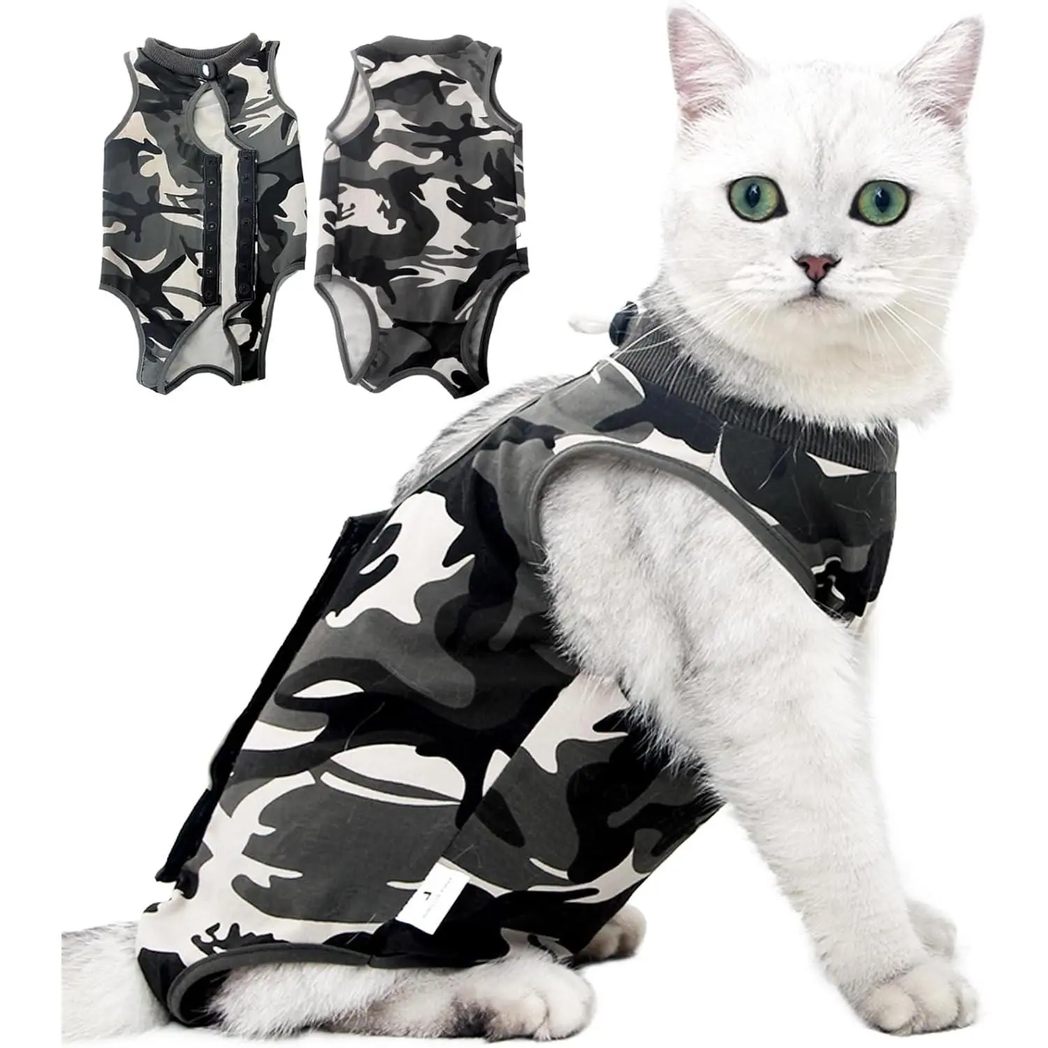 Breathable Cat Recovery Suit for Abdominal Wounds & Skin Diseases, Anti-Licking Cat Onesie After Spay Neuter Surgery, Alternative to Cat Cone, Professional Pet Surgery Recovery Shirt for Cats