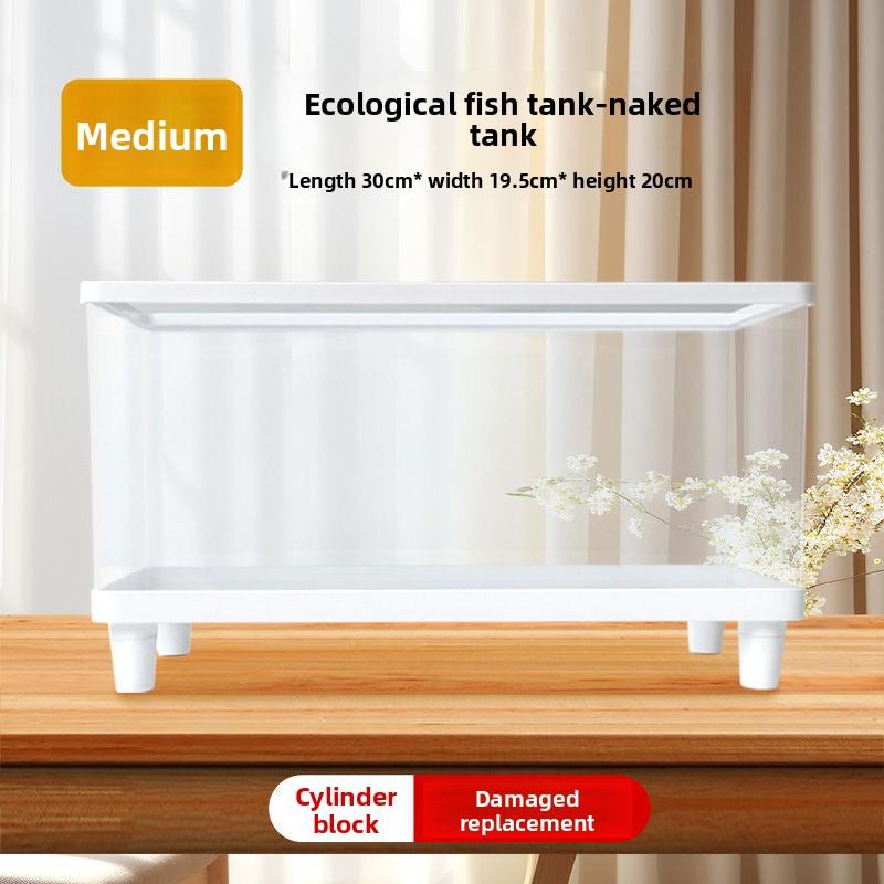 Acrylic Transparent Fish Tank Plastic Goldfish Tank Small Home Ecological Tank Living Room Bottom Drainage Desktop Water Tank
