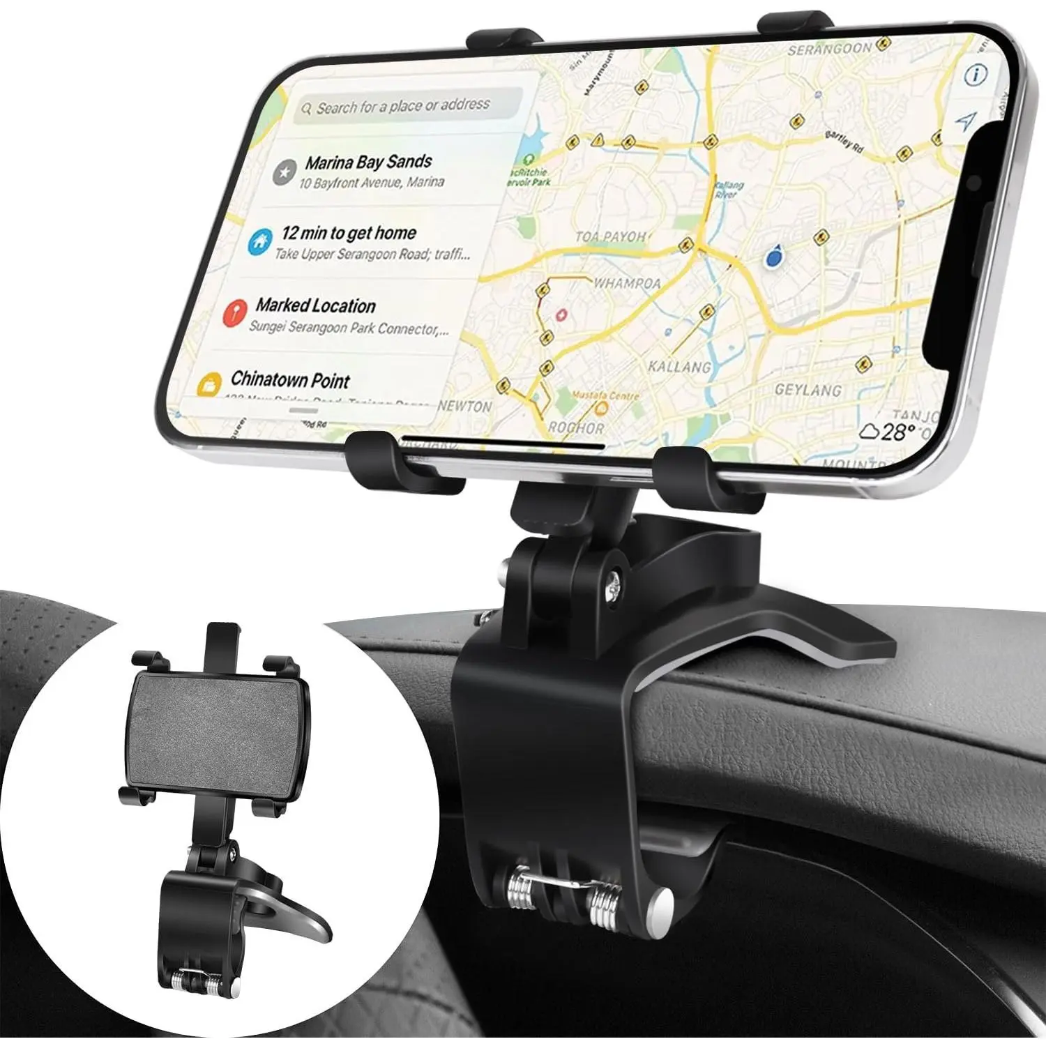 Phone Holder Dashboard Phone Mount 360  Rotation Multifunctional Clip Design   Phone Mount Compatible with 4-7 inch cellphones