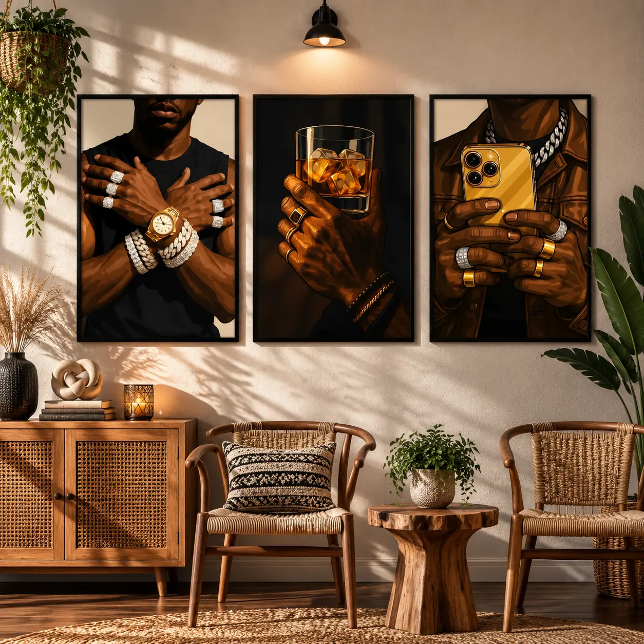 Black Man Wall Art Afrocentric Canvas Print African American Artwork Masculine Decor Poster for Bedroom Living Room Office and Modern Home