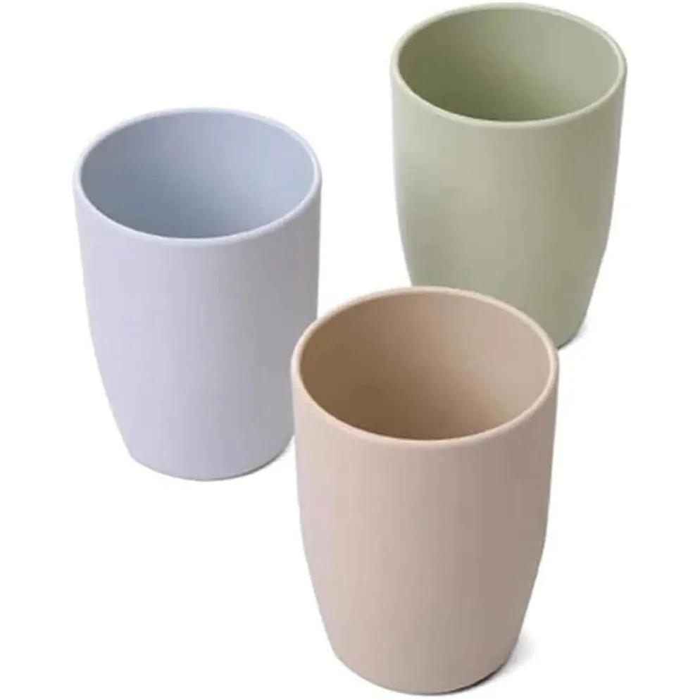 3 Pack of  Bathroom Tumbler  Cups, 400ml  Holder, Blue Green Coffee Colours Bathroom Cup Set,  Brushing Tumbler,  Bathroom Drinking Cup Rinsing Cups