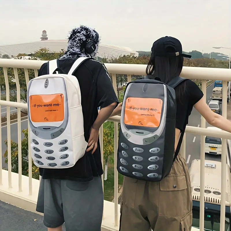 Women's Backpacks Creative Large-Capacity Funny Phone Print Fashion Trend Couple Backpack