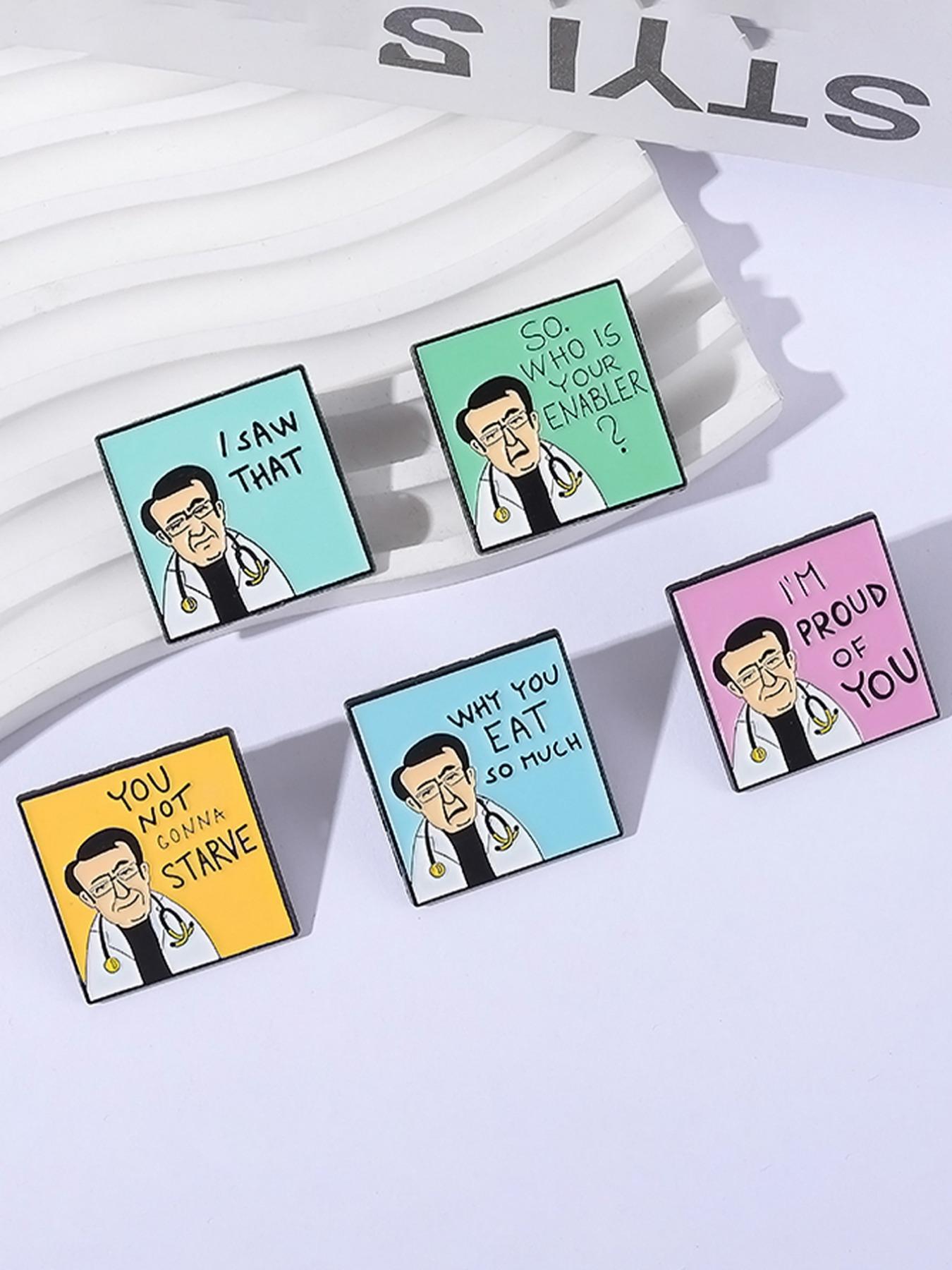 5 Cartoon Doctor Badges, Funny Medical Humor Pins, Enamel Metal Craft, Perfect Gift for Healthcare Workers & Students Backpack Decoration 5 Cartoon Doctor Badges, Funny Medical Humor Pins, Enamel Metal Craft, Perfect Gift for Healthcare Workers & Students Backpack Decoration