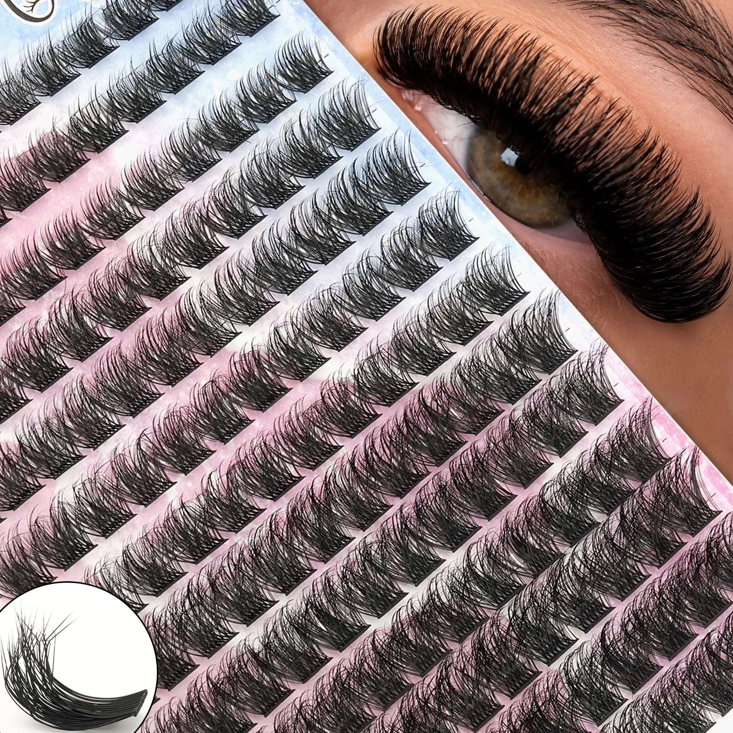 156 Pcs Dense Voluminous False Eyelashes, Mixed Lengths, DIY Lash Extensions, Adjustable Volume for Natural to Bold Look