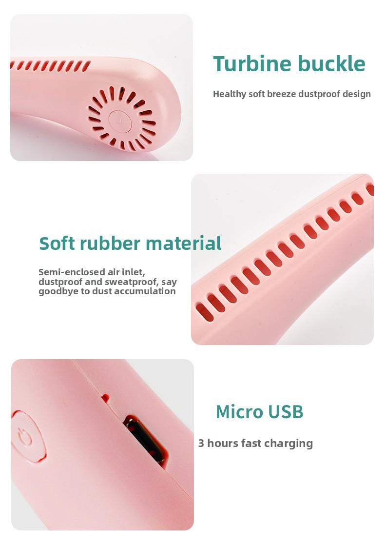 In-stock gift wholesale neck-mounted fan USB rechargeable outdoor high-power cooling small neck fan
