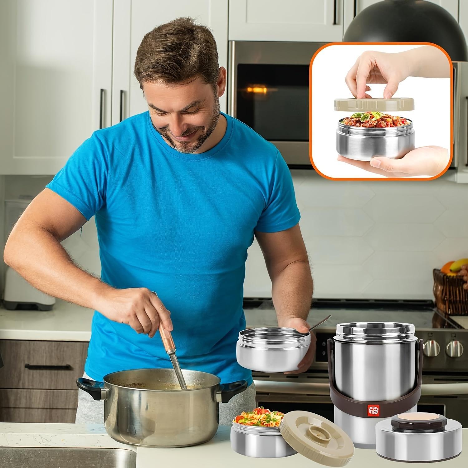 67.63oz 304 Stainless Steel Vacuum Insulation Lunch Box with Insulated Bag Portable 3 Layer Insulated Lunch Compartment Vacuum Insulated Barrel