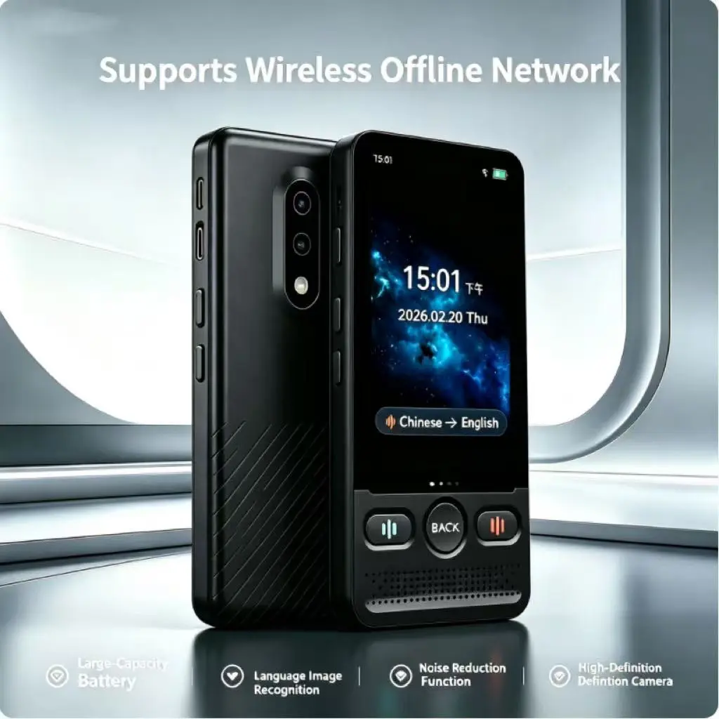 Touch Screen AI Language Translator Device Multi Language Real Time Voice Image Translation Offline Mode Rechargeable Mic Travel Meeting Study Immigration Language Learning Voice Interpreter