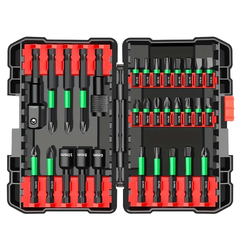 31 Piece Hex Socket Impact Driver Bit Set Magnetic Non - Slip Screwdriver Bits with Storage Case Compatible with Cordless Drill