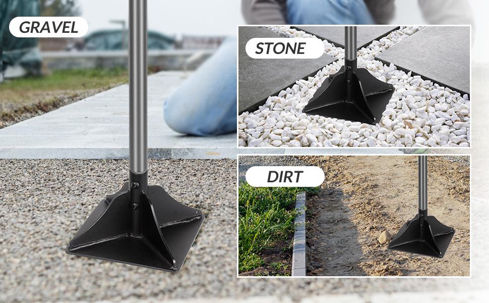 Walensee Steel Tamper with 48 inch Handle 8"x8" Garden Tamper with Rubber Grip All-Steel Heavy Duty Tamper Tool for Leveling Ground Gravel Soil Asphalt Sand Installing pavers and Repairing Blacktop