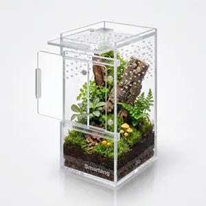 Pre-Assembled Jumping Spider Enclosure 3"×3"×6" Front Above Opening Praying Mantis Habitat Jumping Spider Arboreal Tarantula Insect Acrylic Terrarium