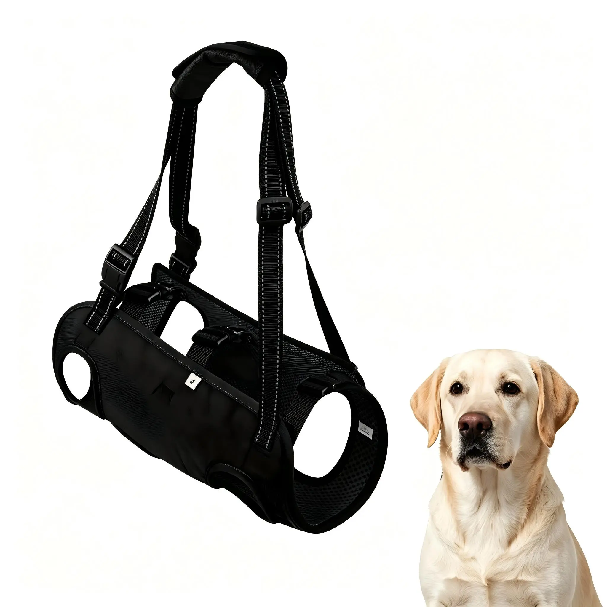 Dog Hind Leg Support Harness with Soft Padded Handle, Breathable Mesh Mobility Aid for Elderly and Injured Dogs, Joint Relief for Walks and Trips, Sturdy Buckles, Pet Rehabilitation Brace