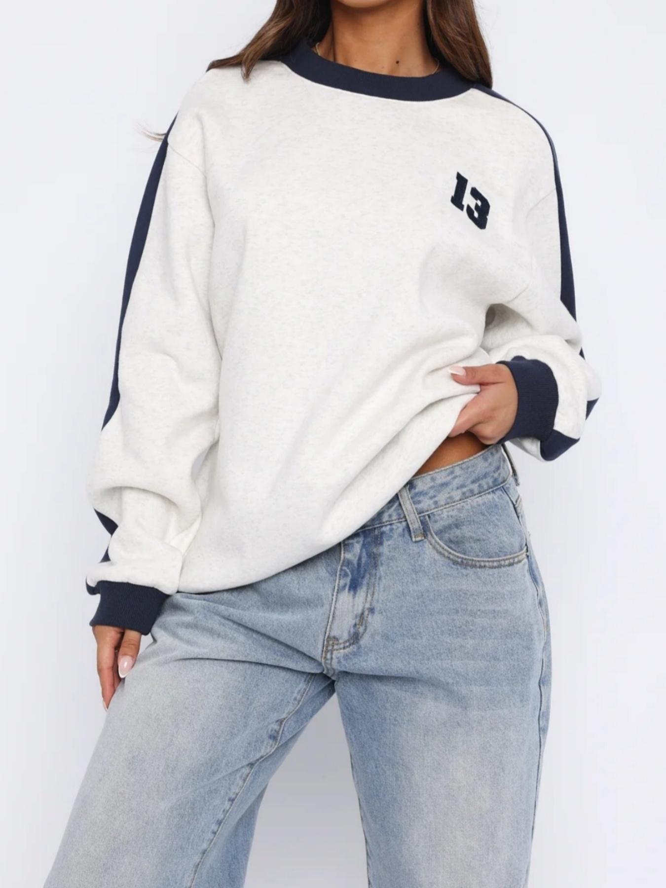 Women's Figure Print Crew Neck Loose Knit Sweatshirt, Casual Style Long Sleeve Pullover for Spring & Fall, Women's Fashion Daily Wear Top, Womenswear