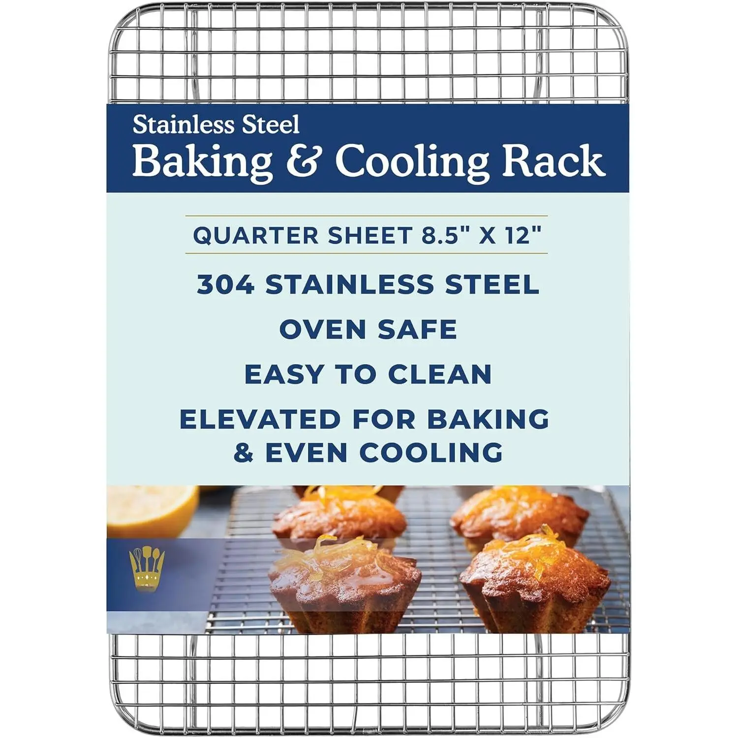 Stainless Steel 8.5 x 12-inch Cooling and Baking Rack - Oven-Safe - Dishwasher-Safe - Heavy Duty - Tight Wire Bake for Oven Cooking - Quarter Sheet Pan - Ideal as Roasting Rack