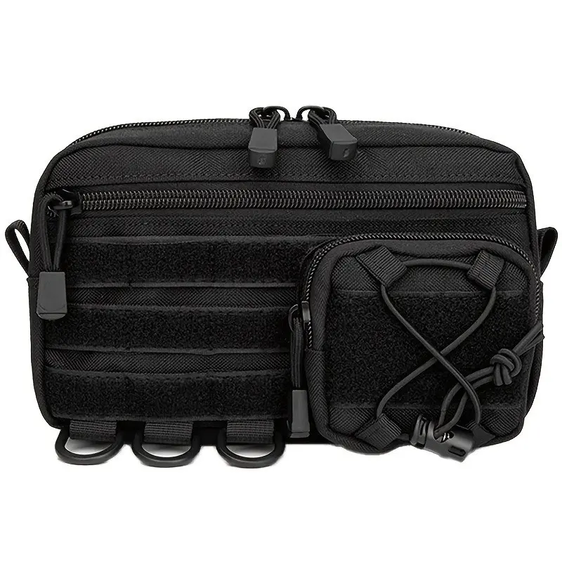 Detachable Dual Pocket Tactical Molle Waist Bag, Water Resistant 1000D Nylon, Durable Outdoor Hiking, Multi Compartment Edc Utility Pouch for Hunting Cycling Hiking