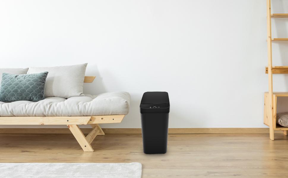 Bathroom Trash can,Smart Touchless Trash Can,Automatic Motion Sensor Trash Bin With Lid,2.4 Gallon Garbage Can, Kitchen, Bathroom, Office, Bedroom Trash can (Black)