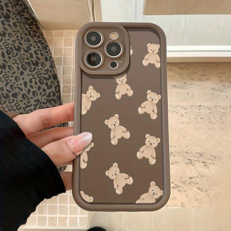 Brown Phone Case with a Cute Bear Pattern Print, Made of TPU Material, Drop-proof, with Precise Cutouts for Full Coverage Protection. Suitable for Apple iPhone 17 E Air Pro ProMax iPhone16 15 14 Plus 13 12 Mini 11 X XS XR. The Best Choice for a Gift