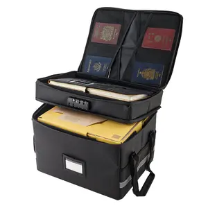Fireproof Document Safe Box, 1832°F Heat-Insulated, Fireproof And Waterproof Lockable Storage Organizer, Portable Two-Layer File Storage Case For Passports, Important Documents, Travel Essentials, Home Office Use, Durable