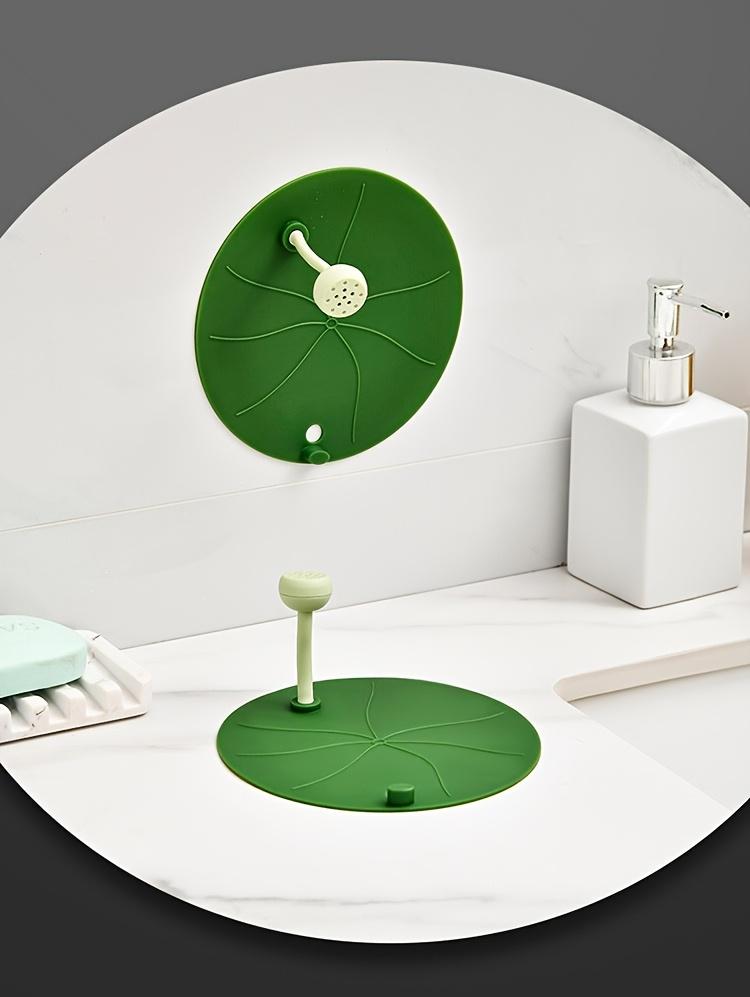 A Single Silicone Drain Cover Shaped Like a Lotus Leaf, Multifunctional Sealing Cap for Drains, Prevents Odors And Insects in Bathrooms And Kitchens, Easy to Install And Clean, Hair Filter for Drainage, Drain Plug