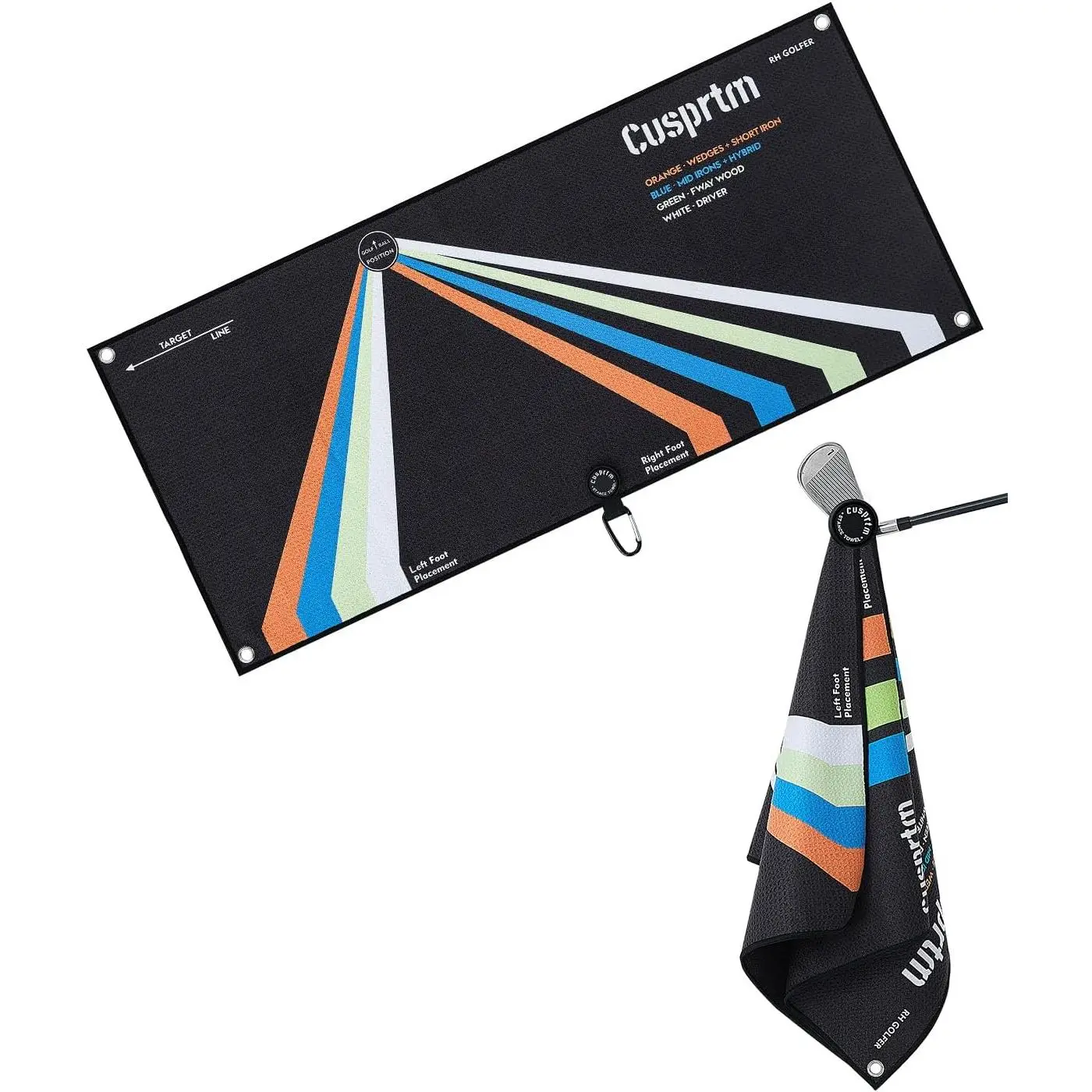 Magnetic Golf Stance Towel & Alignment Training Aid (Right Handed) – Dual-Sided Proper Ball Position & Foot Placement Tool – Pro Setup from Driver to Putting – Portable Golf Accessories