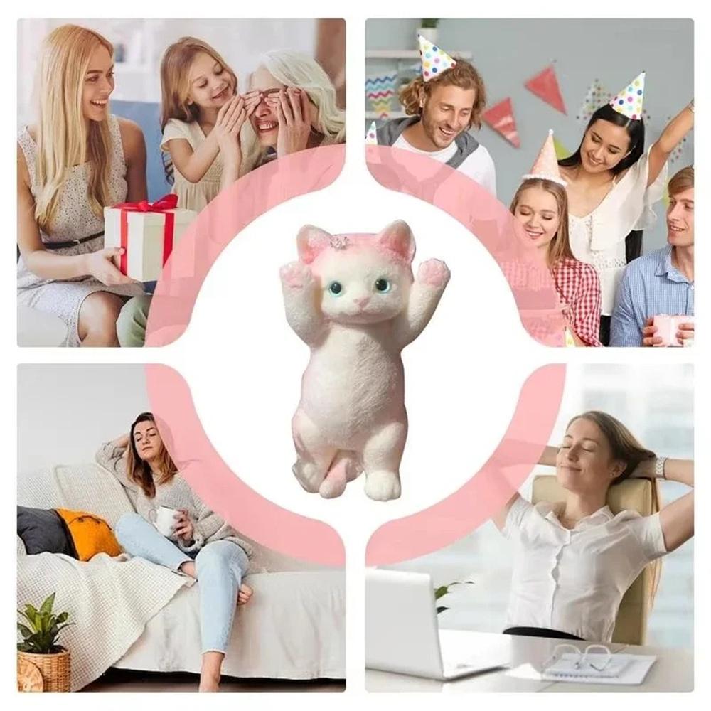 13CM Cute Taba Squishy Cat Fluffy Sticky Realistic Cat Stress Relieving Toy Simulation Cats Doll Squeeze Gift for Kids Adults