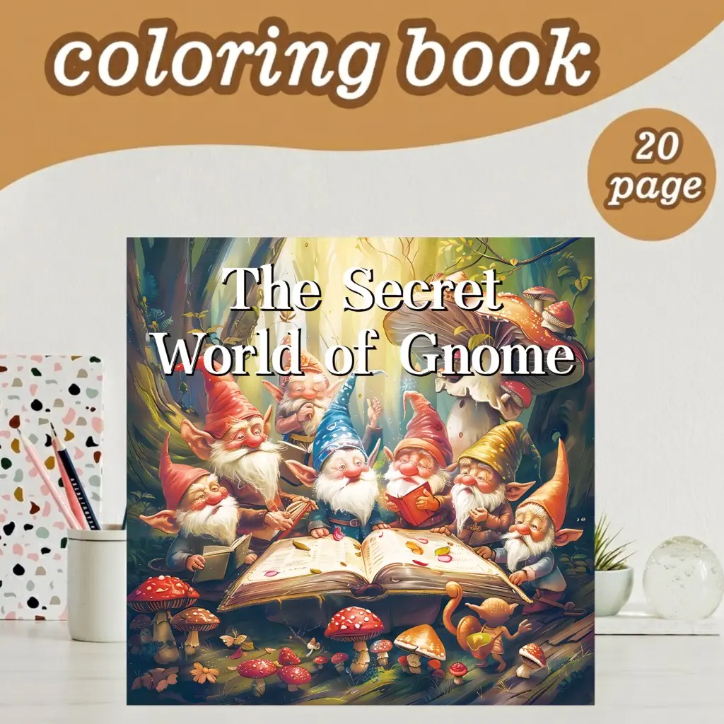 Dwarf Secret World Coloring Book, Stress Relief Design, 7.9in X 7.9in, Thick Paper, Hand-Drawn Patterns, Perfect Gift for Adults & Teens