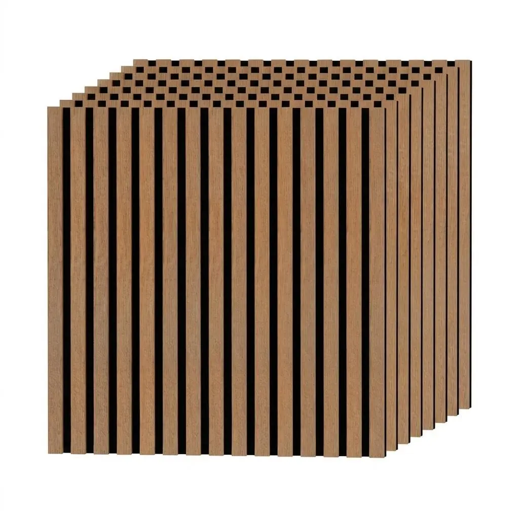 Garvee Climate-Resistant Soundproof Wall Panels, 8-Piece 23.6x23.6 31 Sq.Ft Sound Panels, Noise Reducing for Walls & Ceiling, Decorative Wood Slat Acoustic Wall Panels