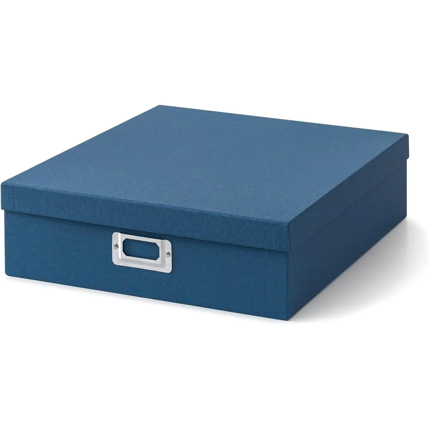 Soul & Lane - Blue Scrapbook Photo Storage Box with Lid, 14.8x13x3.7 In| Large Picture Keepsake Organizer for Memories, Decorative Cardboard Memorabilia Storage, Flat Photo Album Box