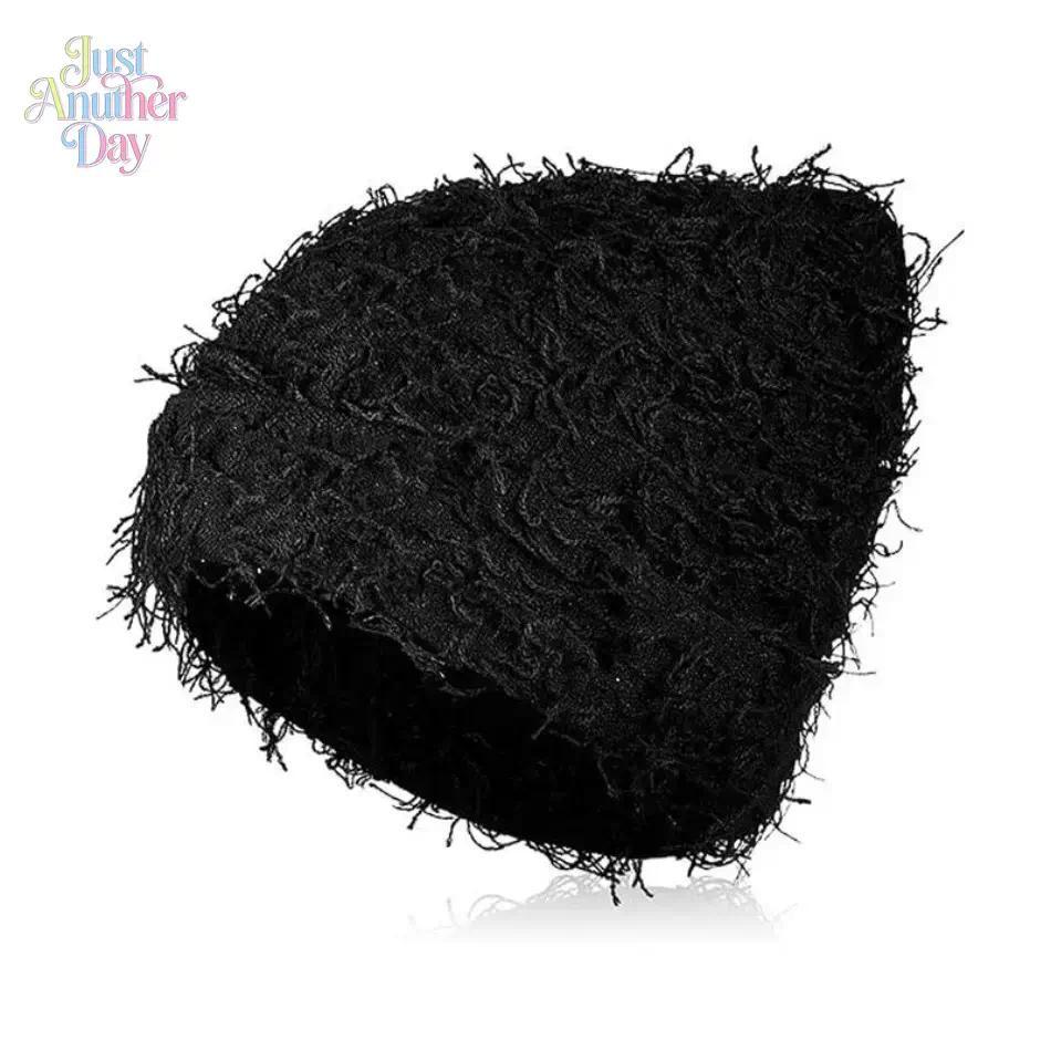 2026 New Arrival Distressed Knitted Fuzzy Beanie – Thick Warm Unisex Winter Hat for Outdoor Daily Wear, TikTokShopBlackFriday Christmas