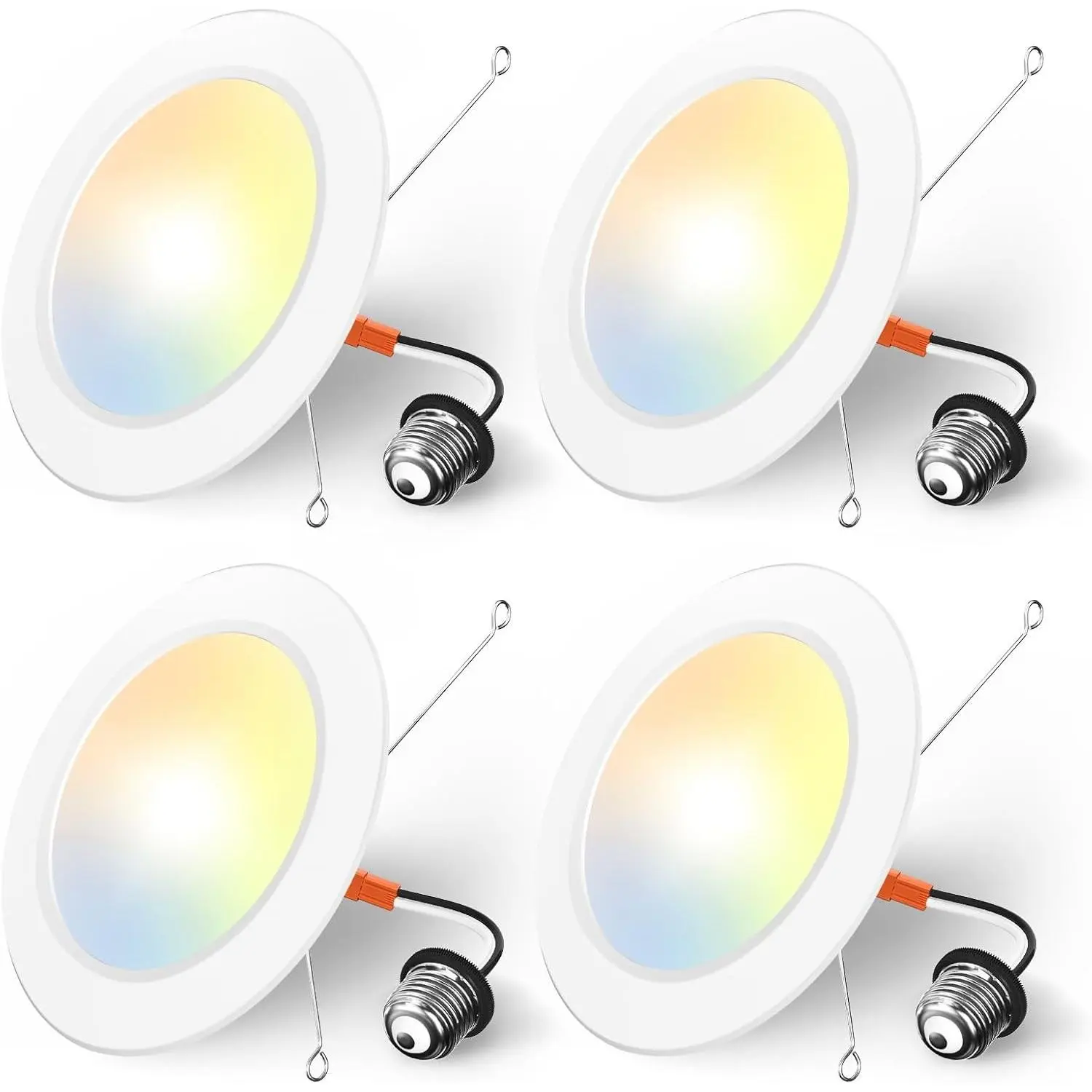 Recessed Lighting 5/6 Inch, 4 Pack 5CCT Flat LED Can Lights, 2700K/3000K/4000K/5000K/6000K Selectable,12W Eqv 120W, 1050LM Brightness, Retrofit Installation - ETL & FCC