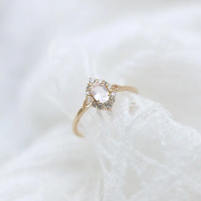 DOUX Gold-Tone Blush Pink Crystal Open Adjustable Ring