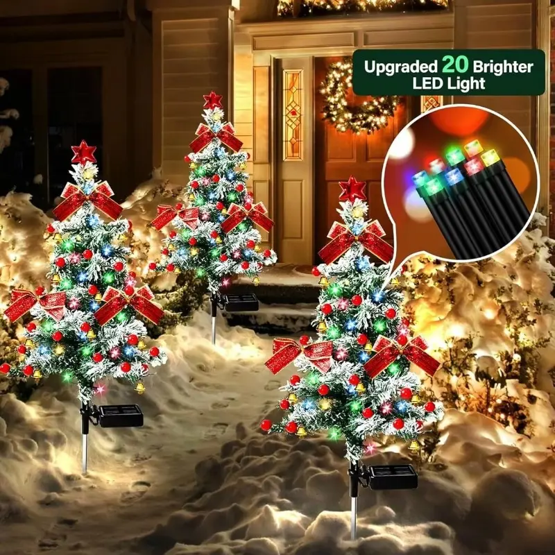 Solar Powered Cedar Christmas Tree Light Waterproof Outdoor Light for Garden Lawn Christmas Festival Party Atmosphere Decor Solar Christmas Lights