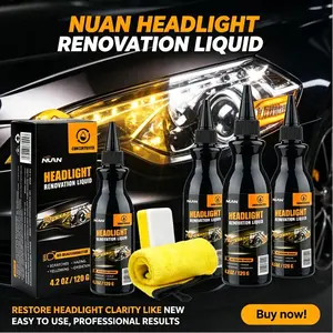 NUAN Headlight Restoration Cream with Protective Coating, UV Protection Polish Kit for Yellowed, Oxidized Plastic Headlight Lenses