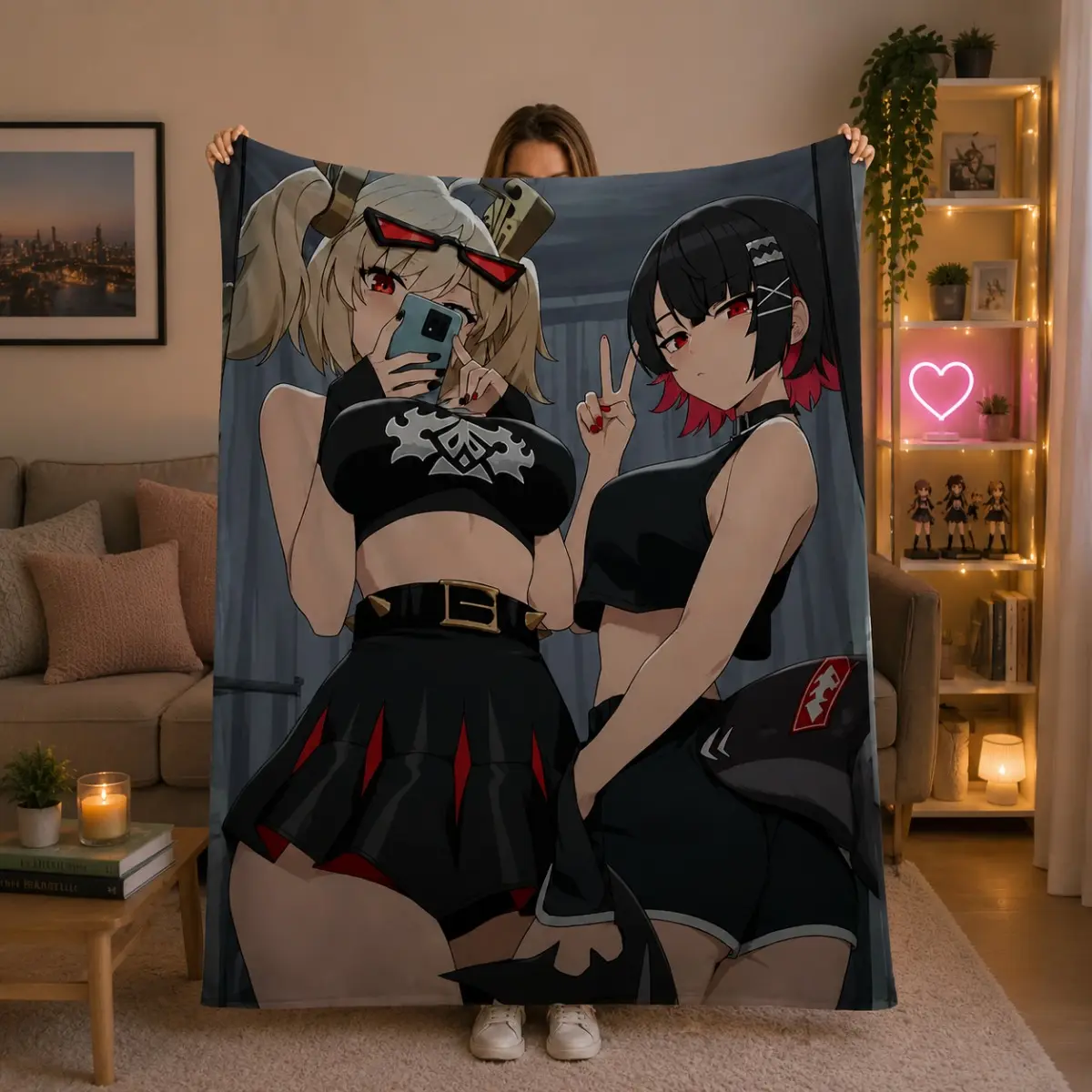 Zenless Zone 0 Ellen Joe Burnice White Anime Flannel Throw Blanket, Stylish Game Character Art Print Soft All-Season Blanket, Multi-Use Cover for Bedroom Sofa, Ideal Birthday Christmas Gift for Anime & Game Fans