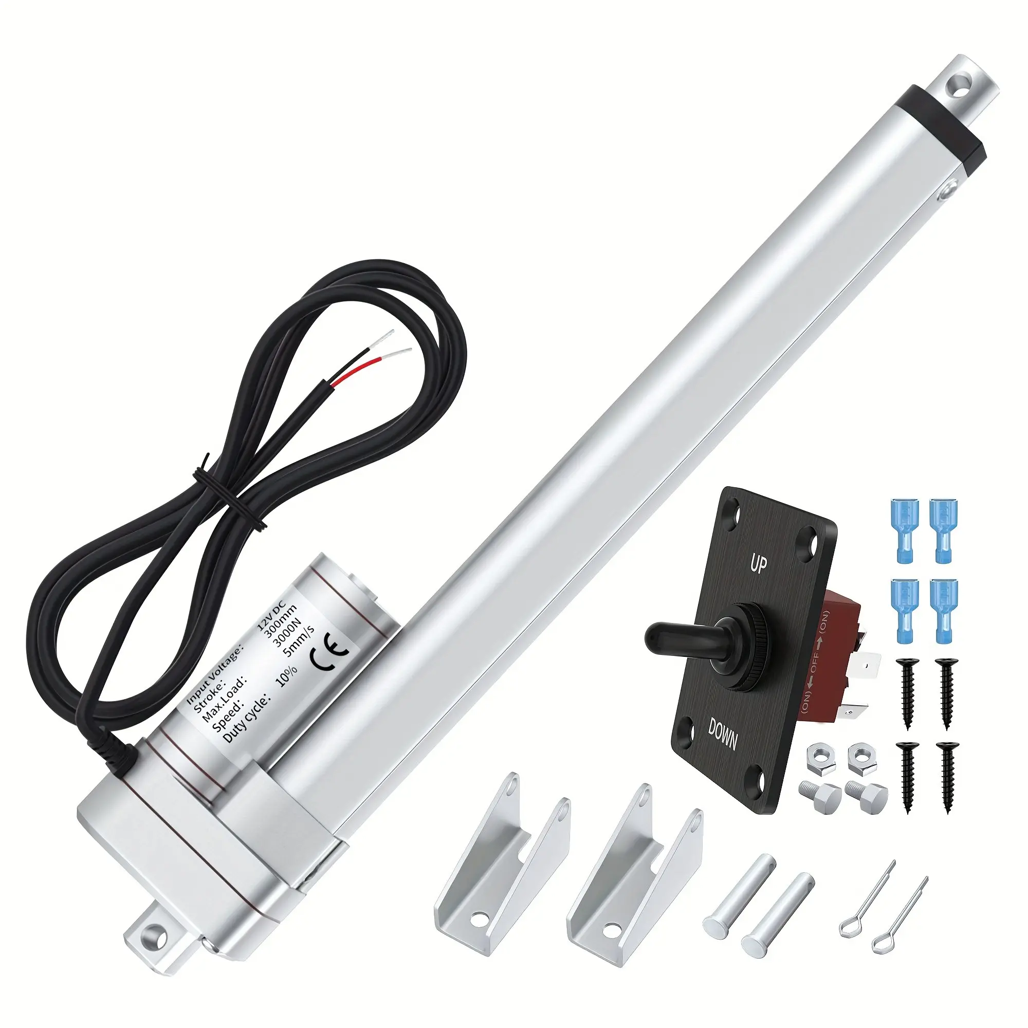 Linear Motion Actuator Fast Speed 3000N/ 600lbs with Controller 12"/ 300mm Stroke Electric Acuator 12V Heavy Duty for Electric Sofa Car Door