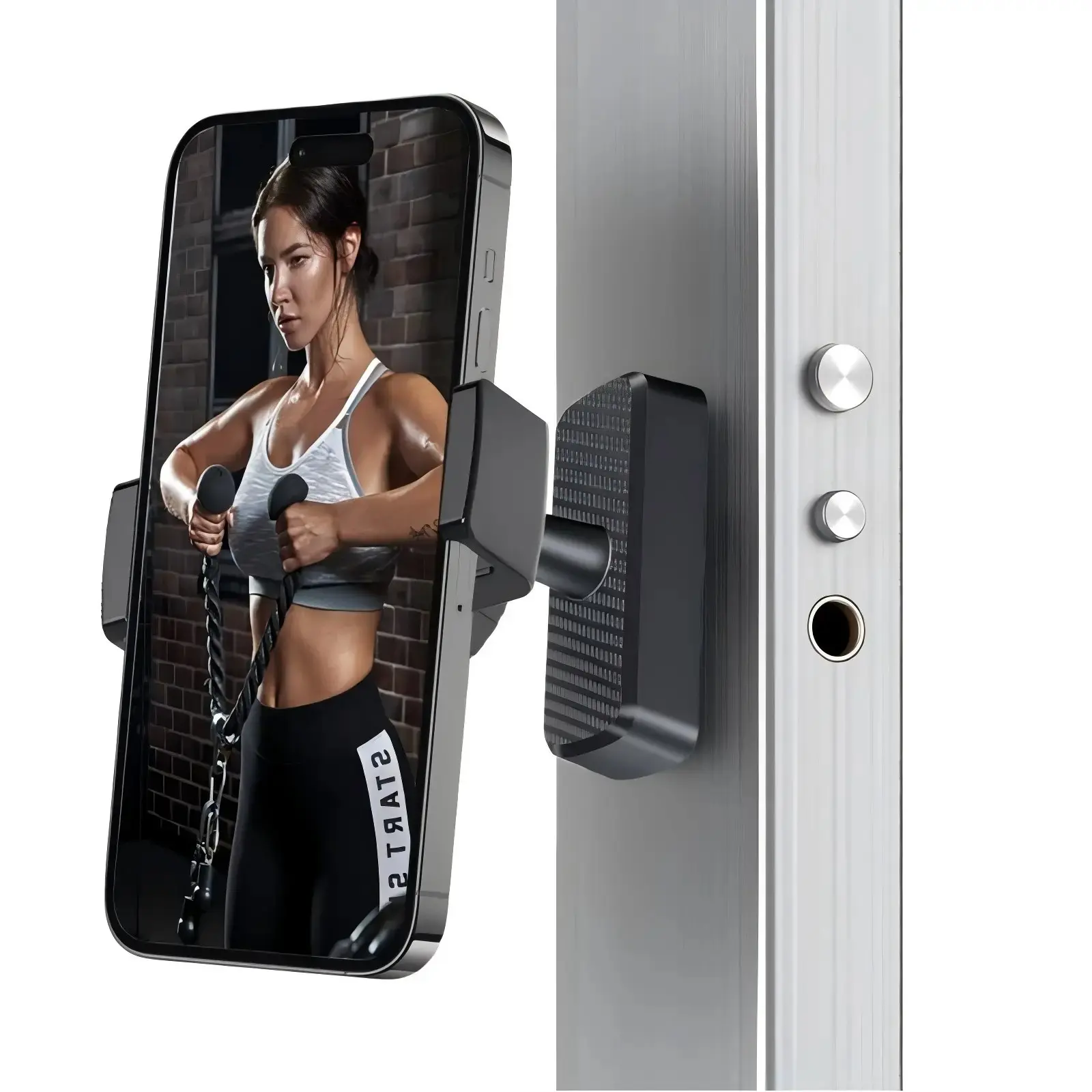 Portable Magnetic Gym Phone Stand, Adjustable 360-Degree Magnetic Base, Fits All Smartphones, Ideal for Metal Surfaces