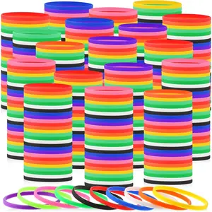 400 Pcs Solid Color Silicone Wristbands Blank Rubber Sports Stretch Bracelets for Adults Men Women Teens (Colorful)