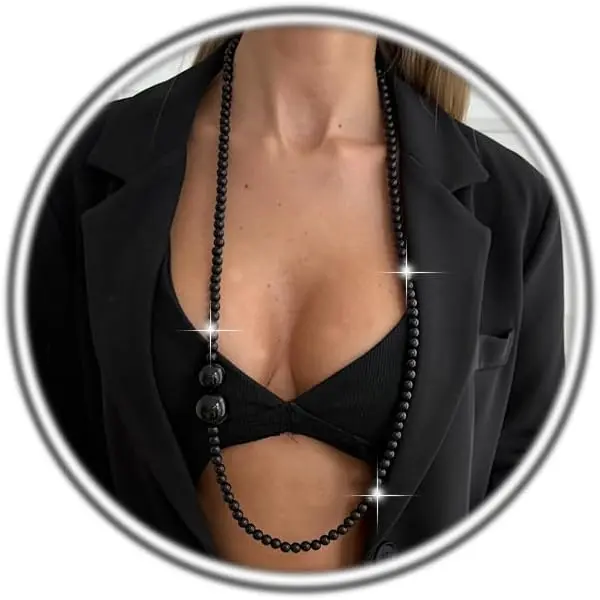 Dainty Long Bead Necklaces for Women,Trendy Long Chunky Beaded Necklace  Layered Beads Chain Necklace Statement Fashion  Sweater Accessories
