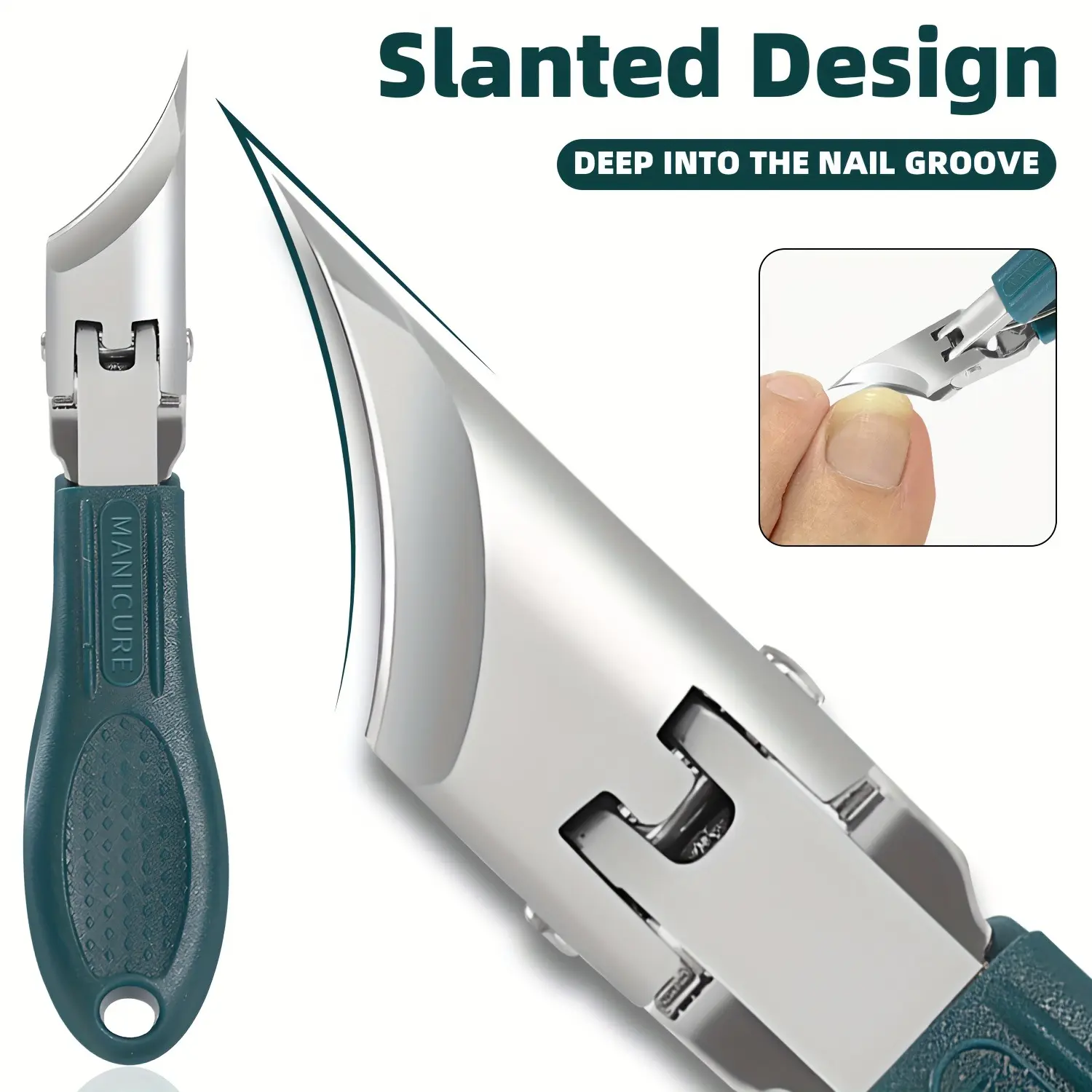 Eagle Claw Nail Clippers for Thick & Ingrown Toenails, Stainless Steel 25° Slant Blade, Precision Curved Tip, Ergonomic Handle, Ideal Gift, Nail Tools