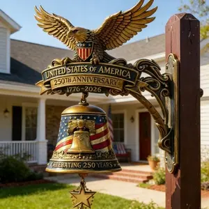 Vintage American 250th Anniversary Eagle-Shaped Doorbell & Wind Chime – Patriotic Metal Garden Decor for Backyard Porch, 1776-2026 Commemorative Craft for Patriot Lovers, USA Heritage Ringing Vibe