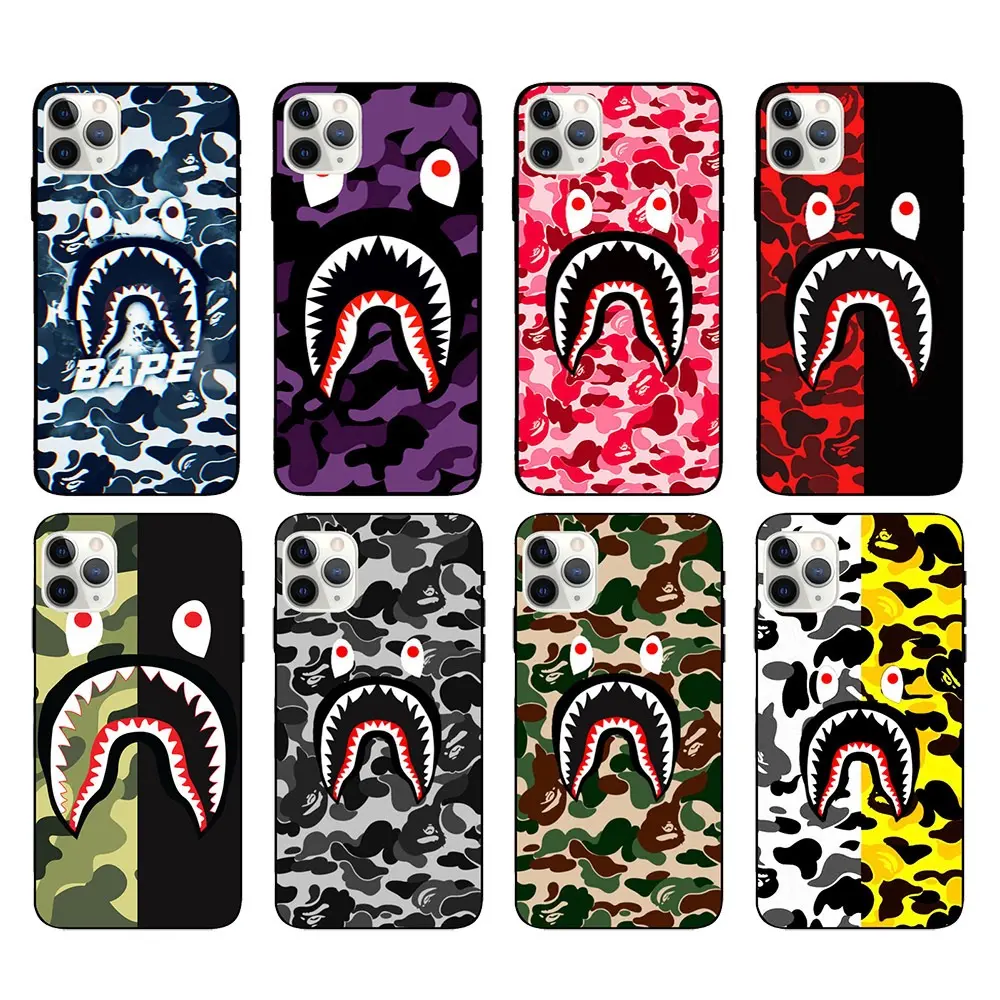 Bape Shark Camo Collage Phone Cases For iPhone 17 Promax 16 15 14 13 12 11 Pro Max 17Air Plus Anti-Fall Transparent shockproof protection Soft silicone Back Cover