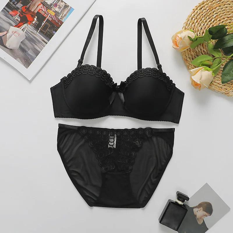 Ladies Sexy Bow Lingerie Set Ladies Push-Up Bra With Underwired S-XL Beautiful Lei Bra Ladies Fashion Lingerie Sexy Bottoms