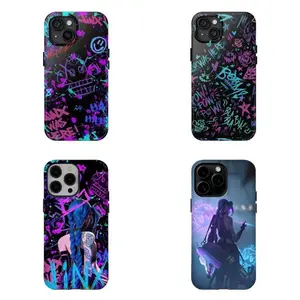 A-Arcane Jinx Neon Graffiti Phone Case|Neon Purple Street Art Protective Phone Case For iPhone 17 Pro Max 16 15 14 13 12 11 for Samsung S21 S22 S23 S24 S25 Phone Case|Tough Phone Case|Valentine's Day Gift | Gift for Him/Her Wireless Protection