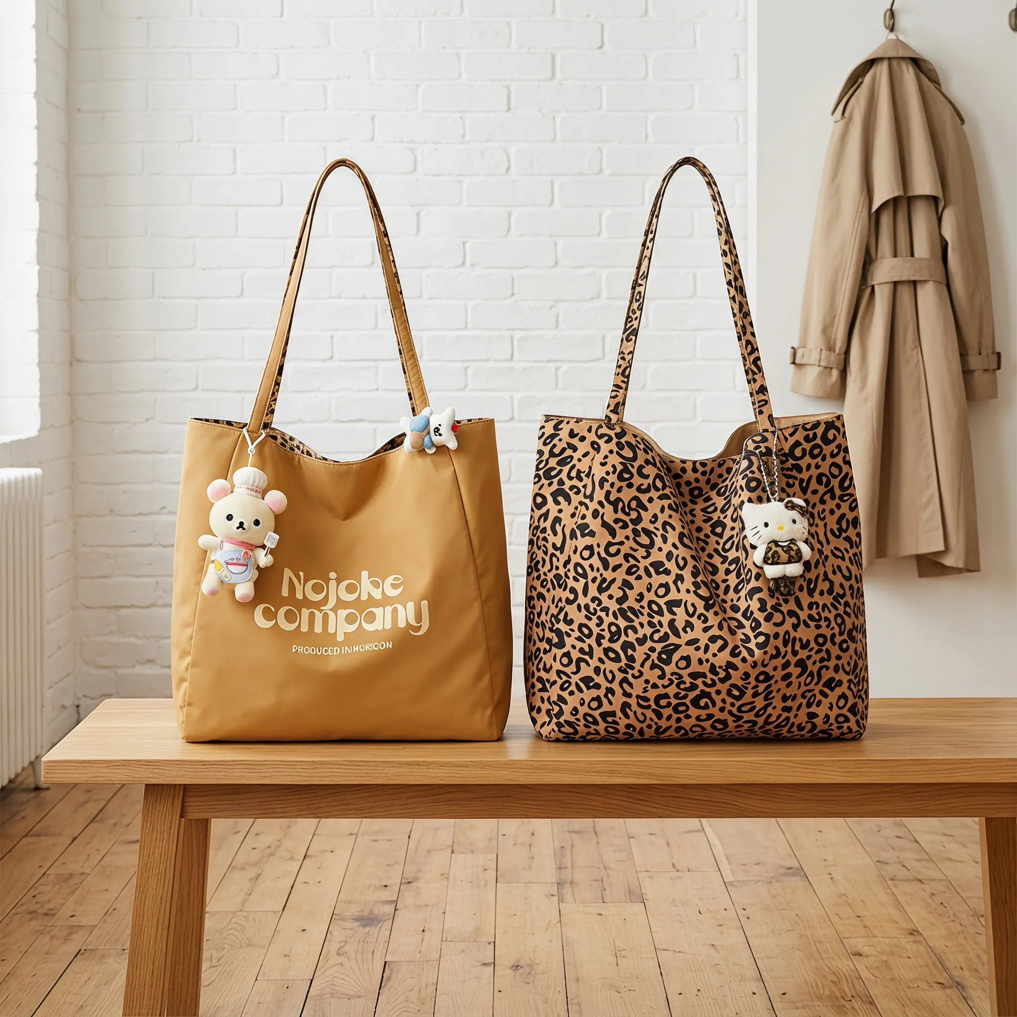 Casual Leopard Print Tote Bag, Cute Reversible Canvas Shoulder Bag for Women, Everyday Carryall for Work and School