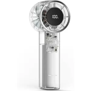 Portable Fan Mini Handheld Turbo Fan for Travel, 20H Max Cooling Time, 1-100 Speeds Rechargeable  Fans with LED Display, Transparent Hand Held & Desk Personal Fans for Outdoor Beach