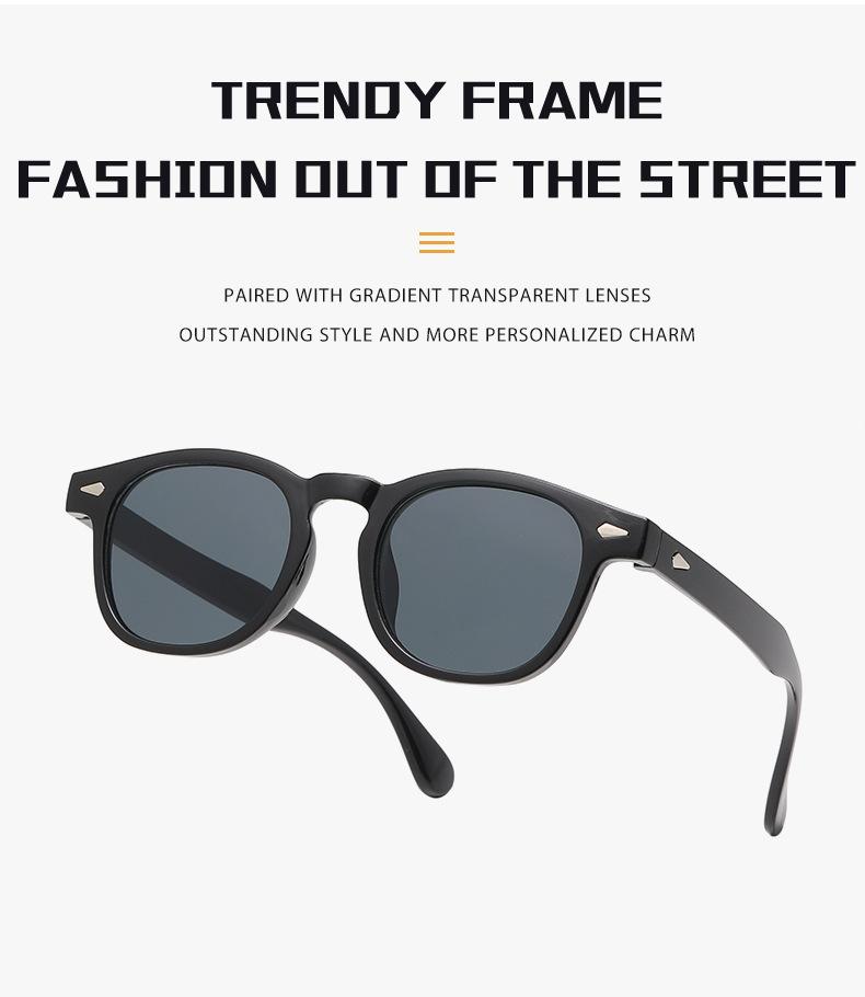 New European and American retro round frame rice nail sunglasses for men, cross-border popular sunglasses, trendy UV resistant sunglasses