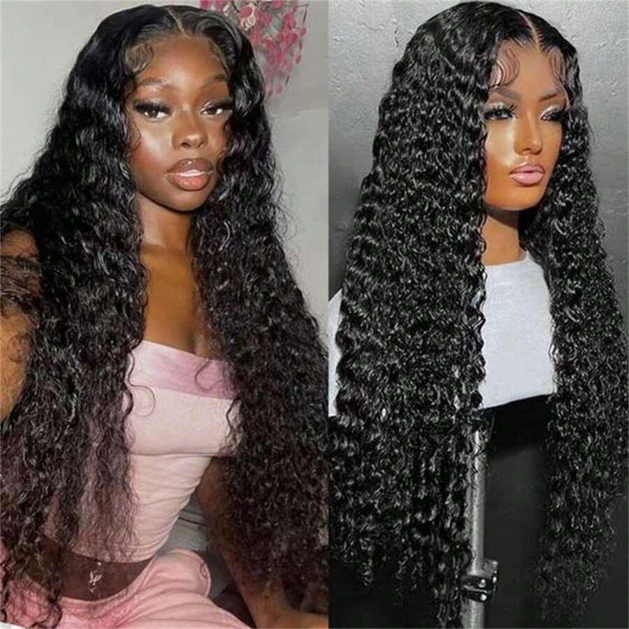 Bling Hair 36 38 Inch Deep Wave Frontal Wig Transparent 13x4 13x6 HD Lace Frontal Human Hair Wigs Curly Human Hair Wigs For Black Women