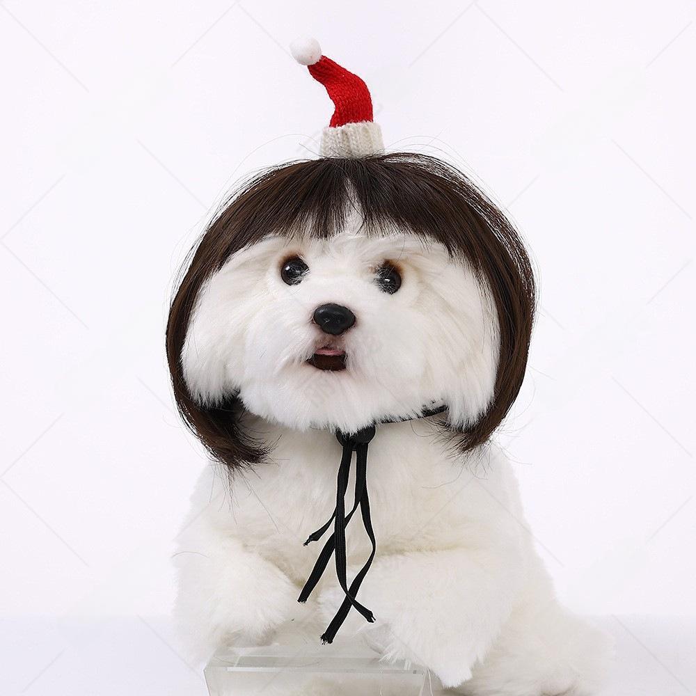 Funny Dog Wig Fashionable Pet Hair Accessory Adjustable Soft Material For Small Dogs Perfect For Parties Halloween Costumes And Cute Pet Photos
