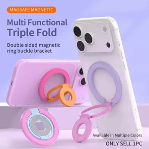 MagSafe Magnetic Phone Holder Foldable Stand, Gradient Color Dual Sided Magnet Grip, 360° Rotation Phone Ring Holder for iPhone 17 16 15 Samsung Android, Desk Stand Hands Free Viewing